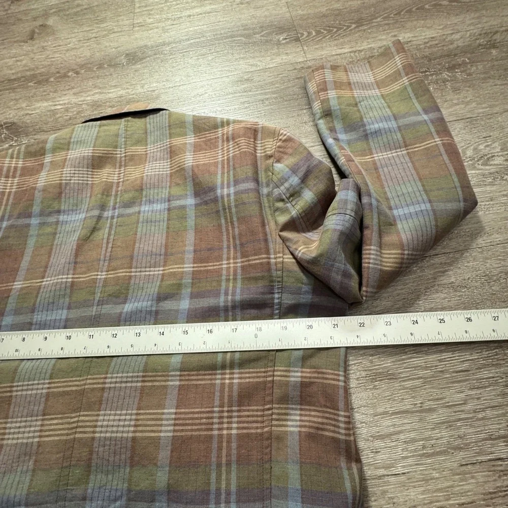 Banana Republic Sport Coat Men 42L Brown Plaid Cotton Linen Unconstructed Blazer